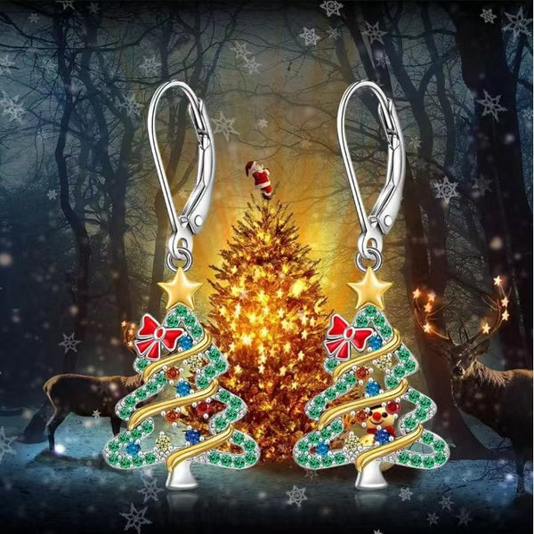 Diamond Skeleton Christmas Tree Earrings
