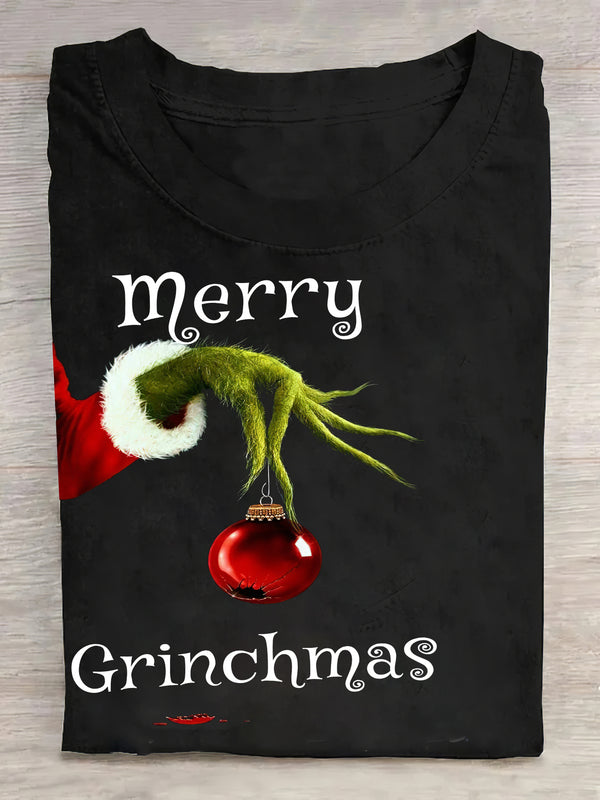 Merry Grinchmas Printed Crew Neck Women's T-shirt