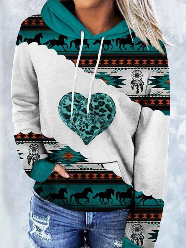 Aztec Style Pattern Printed Women's Hoodie