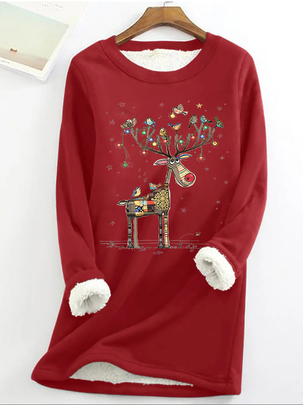 Christmas Element Elk Printed Women's Thermal