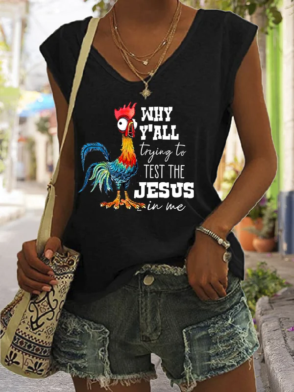 Women Why Y'All Trying To Test The Jesus In Me Hippie Print Women's Vest