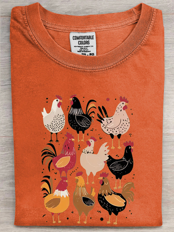 Funny Chicken Printed Unisex Oversized T-shirt
