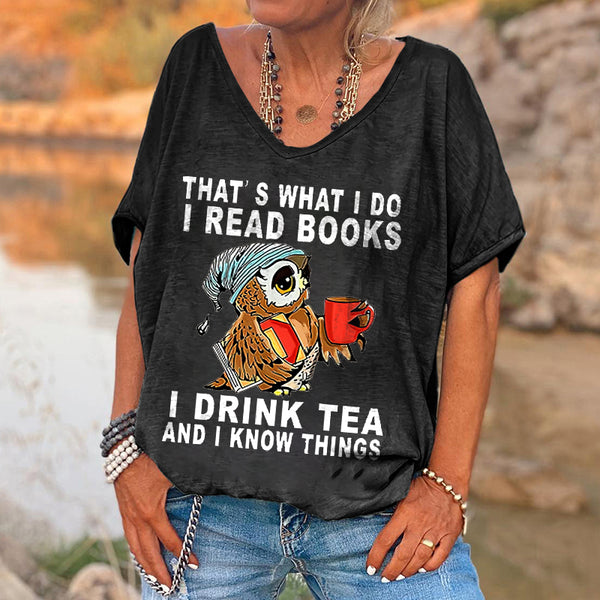 That's What I Do I Read Books Printed V-Neck Women's T-shirt