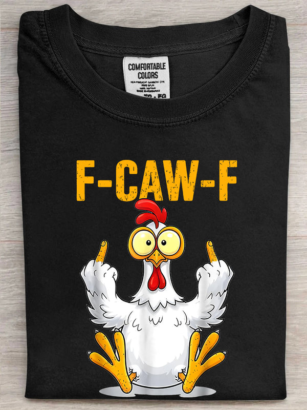 F-Caw-F Funny Chicken Printed Unisex Oversized T-shirt