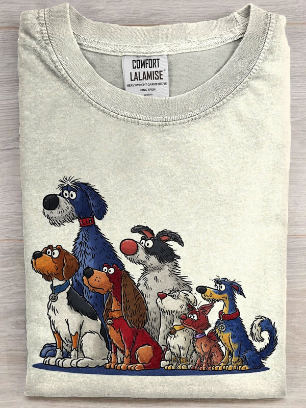 The Waiting Dog Art Casaul Cotton Short Sleeve T-shirt