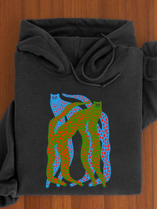 Cheetah Florescent Art Print Casual Hoodie Sweatshirt
