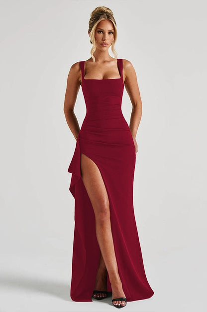 Sexy Spaghetti Strap High Slit Maxi Party Dress