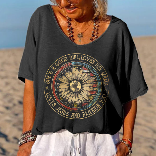 She's A Good Girl, Loves Her Mama Printed Women's T-shirt