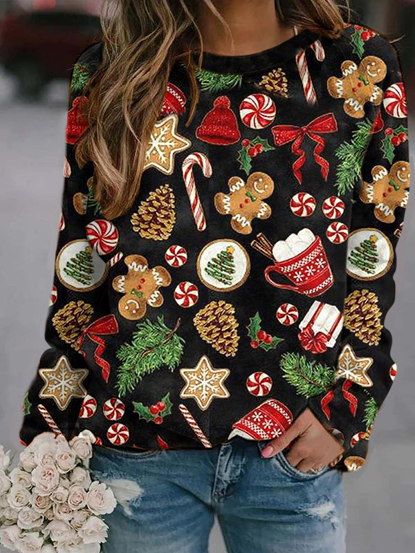 Christmas Vibes Print Crew Neck Women's Sweatshirt