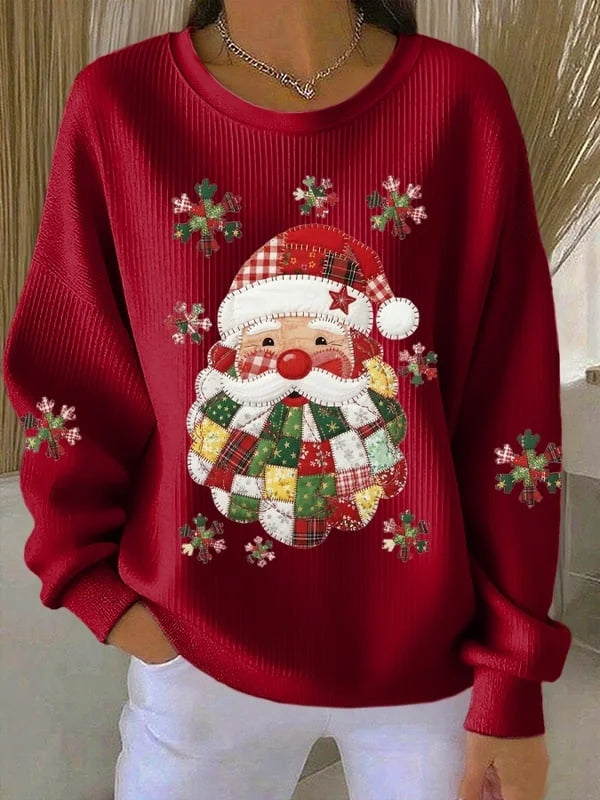 Christmas Santa Claus Printed Women's Oversized Sweatshirt