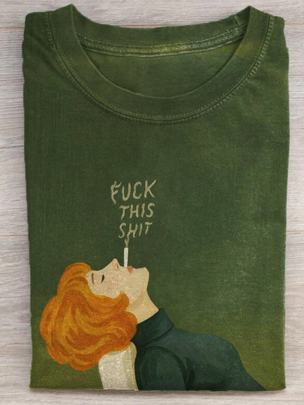 Retro Funny Ironic Fuck This Thit Print T-shirt