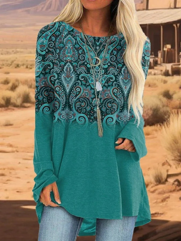 Vintage Tribal Graphic Printed Crew Neck Loose Women's T-Shirt