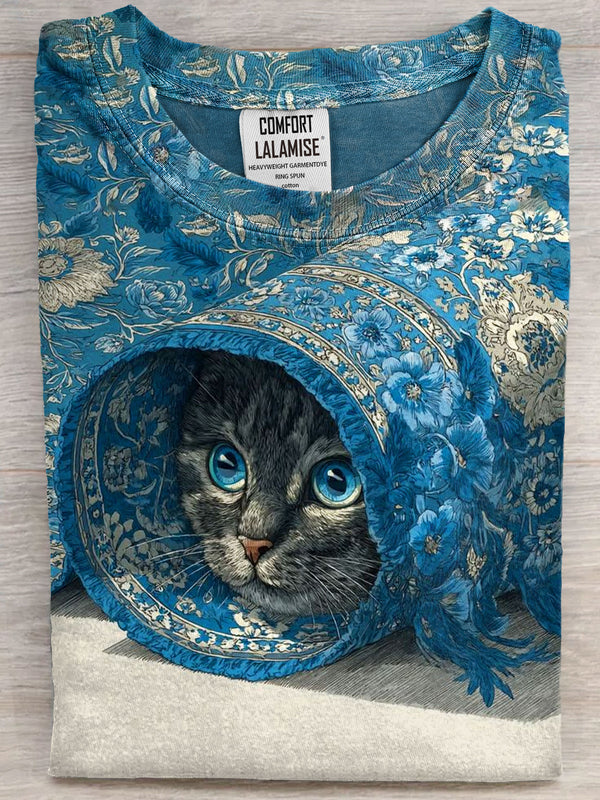 Funny Cat Art Print Casaul Short Sleeve T-shirt