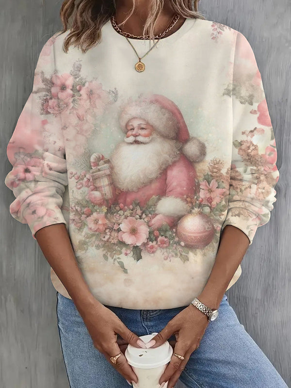 Vintage Santa Claus Pink Print Women's Sweatshirt