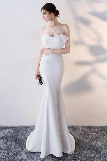 Bow Strapless Mermaid Maxi Party Dress