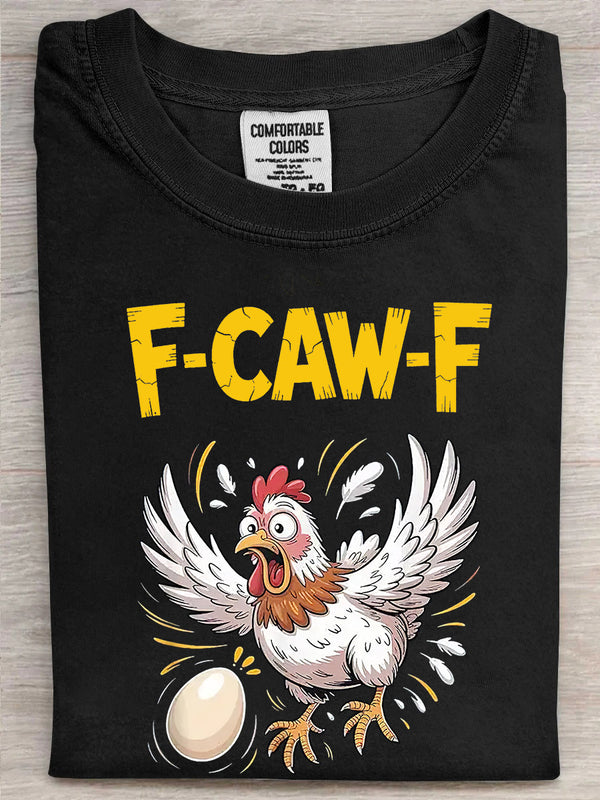 F-Caw-F Funny Chicken Printed Unisex Oversized T-shirt