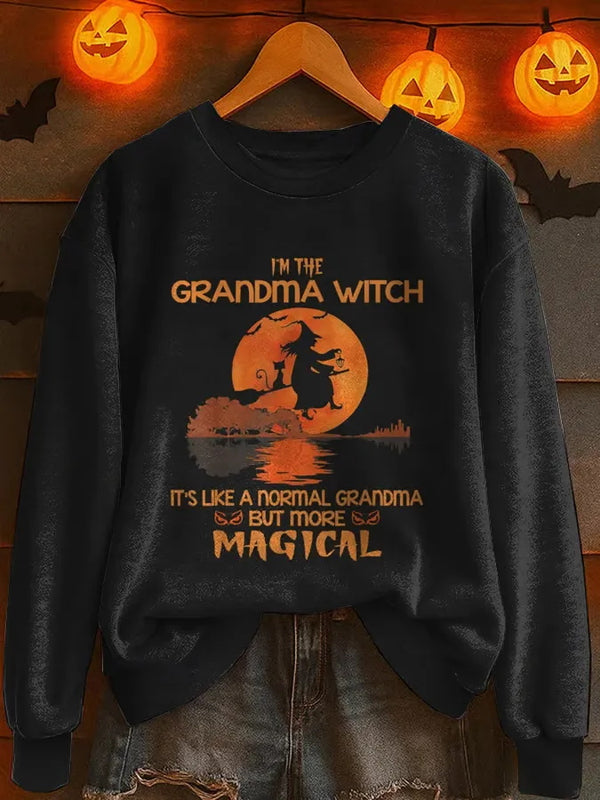 I'm A Grandma Witch It's Like A Normal Grandma But More Magical Printed Oversized Sweatshirt
