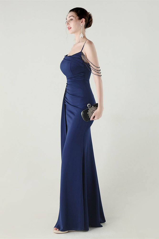 Satin Spaghetti Strap Mermaid Party Dress