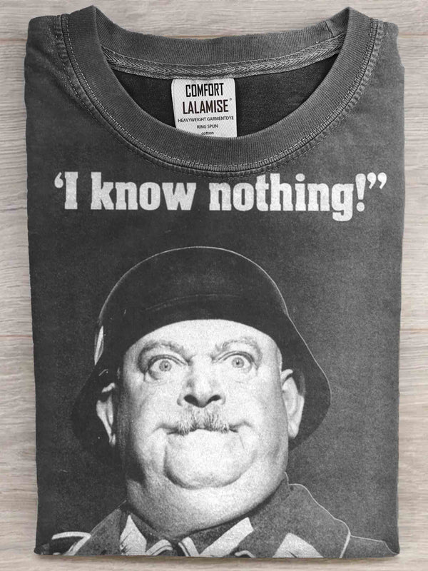 I Know Nothing Art Print Casaul Cotton Short Sleeve T-shirt