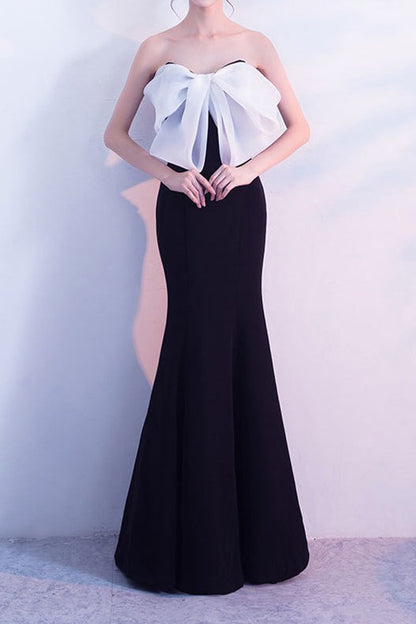Bow Strapless Mermaid Maxi Party Dress