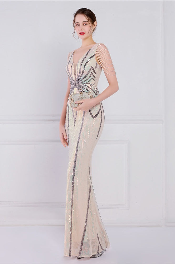 Beaded Floral Sequin Mermaid Party Dress