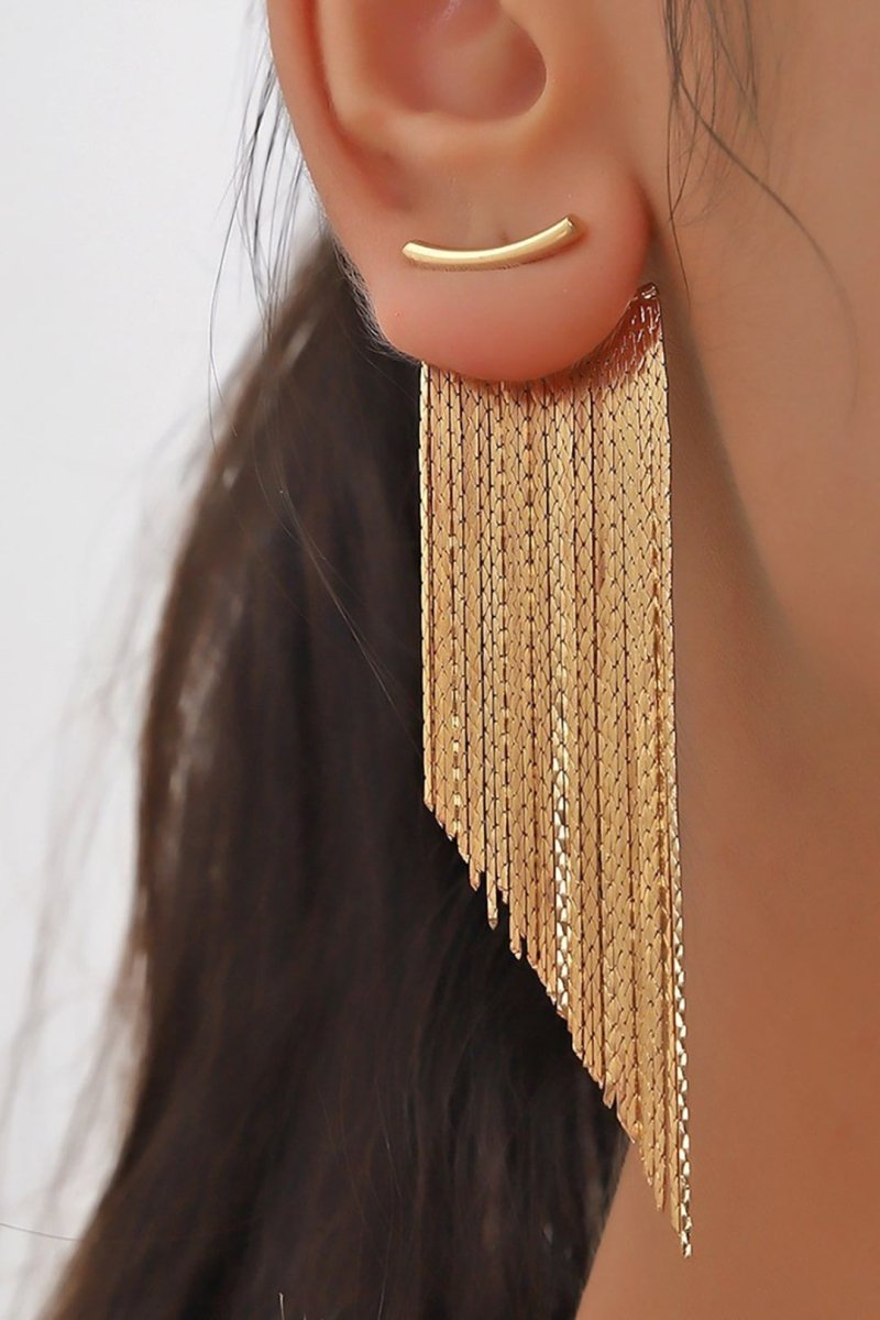 Asymmetrical Metal Fringe Earrings - MISMIMCAJE2312110094-GOLD-F
