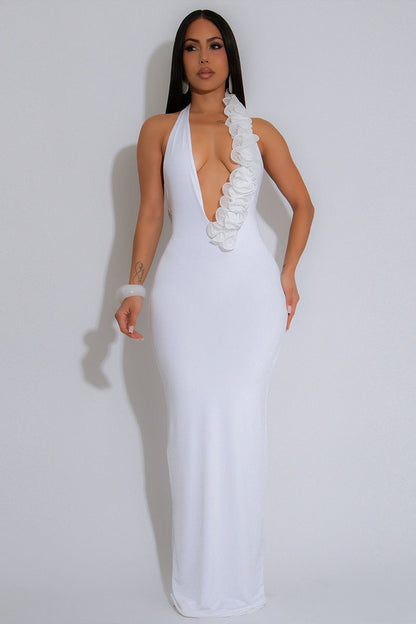 Backless Halter Floral Bodycon Party Dress