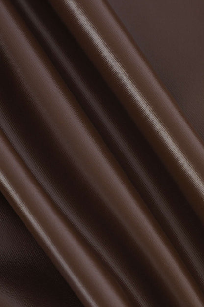 Basic Faux Leather Cropped Tee - MISMIMCWTS2209150004-BROWN-XS