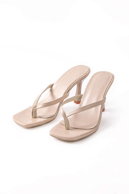 Basic Mid Heel Thong Sandals - MISMIMCSST2403060101-TAN-40