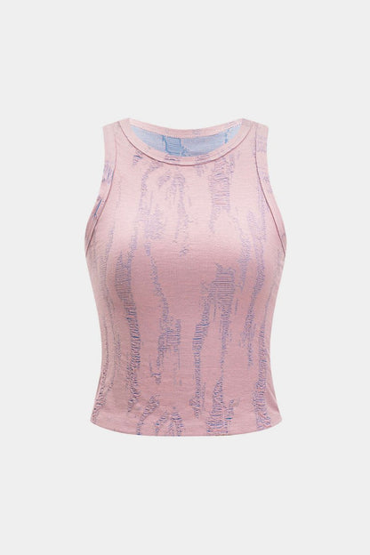 Basic Ripped Tank Top - MISMIMCWTT2504080044-PINK-XS