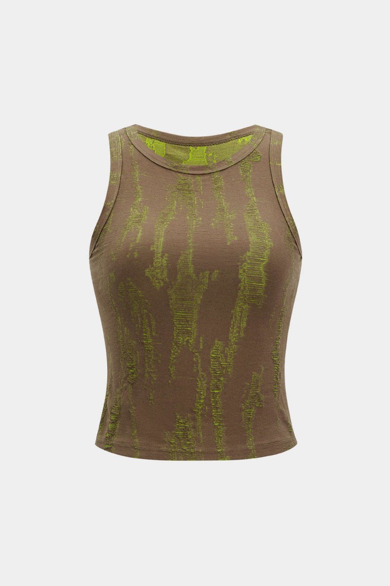 Basic Ripped Tank Top - MISMIMCWTT2504080044-BROWN-XS