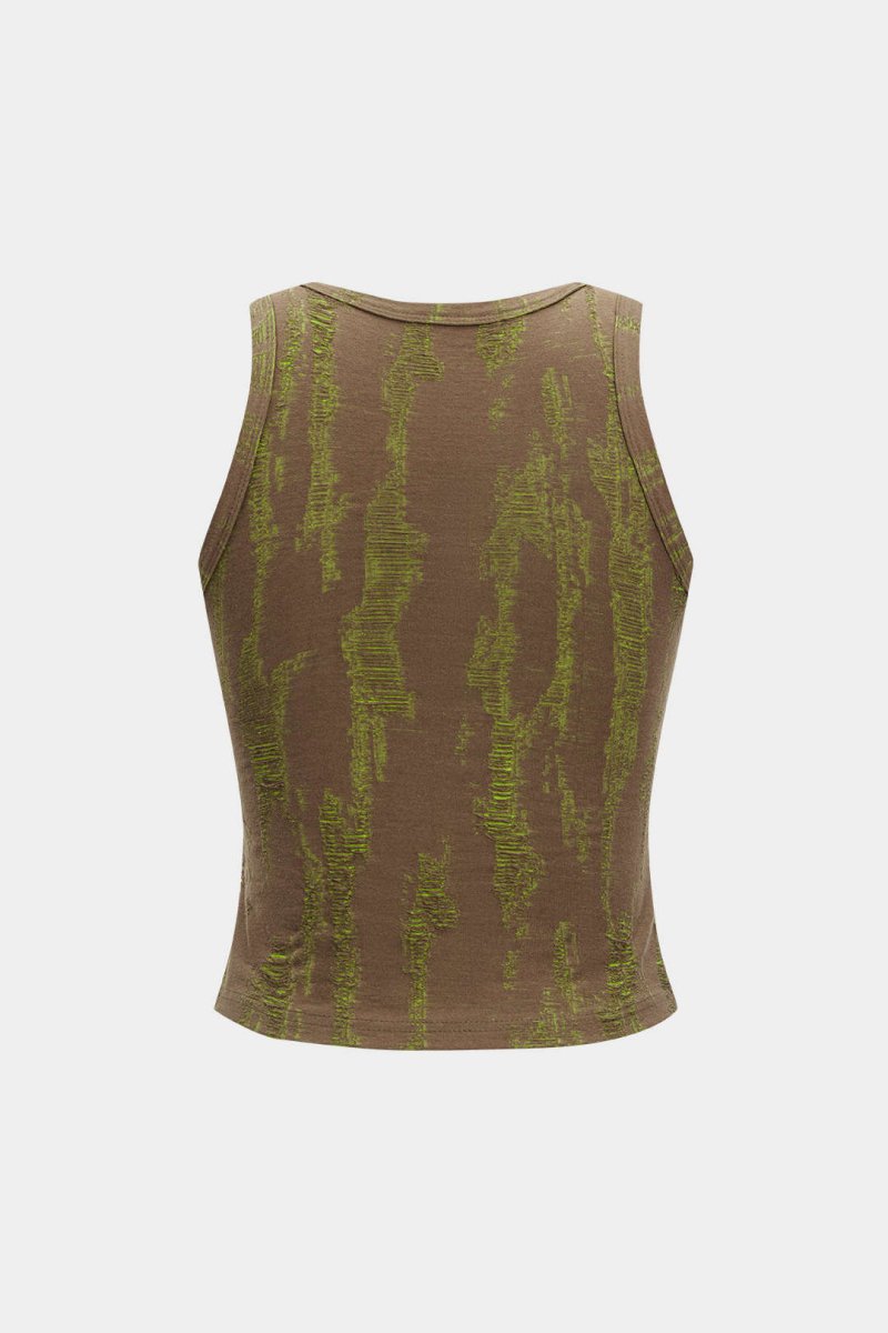 Basic Ripped Tank Top - MISMIMCWTT2504080044-BROWN-XS