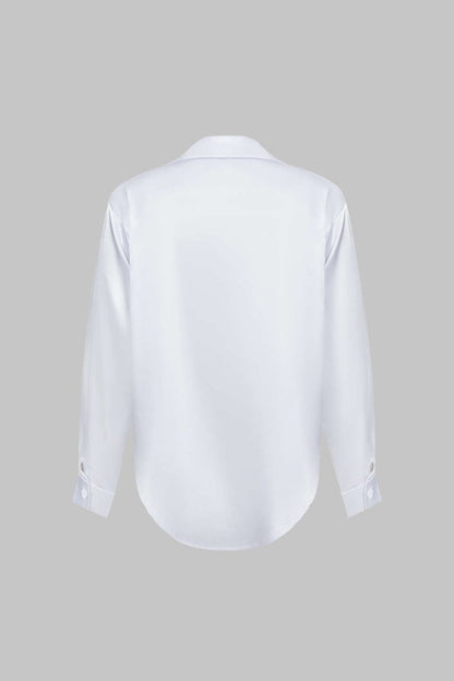 Basic Solid Satin Long - Sleeve Shirt - MISMIMCWTE2408050010-WHITE-S