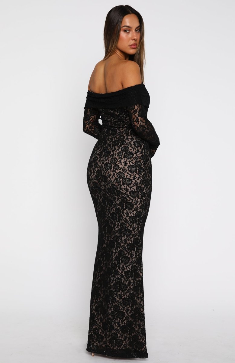 Be My Peace Lace Long Sleeve Maxi Dress Black - MISMIEXDAL2187-1-XXS