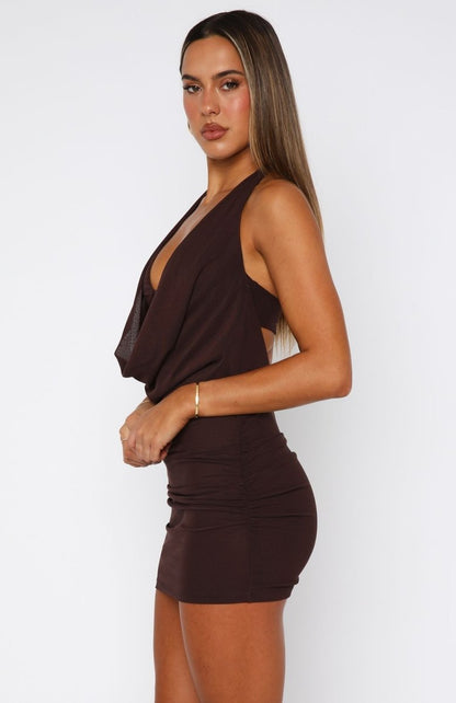 Better Than Revenge Mini Dress Chocolate - MISMIWFSD1022-2-XXS