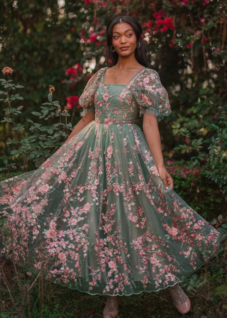 Blushing Meadow Dress - MISMIJK24132-W-GRN-00