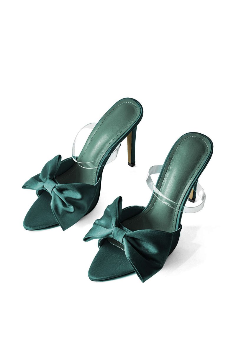 Bowtie Slingback High Heels - MISMIMCSHM2401180189-DARK GREEN-37
