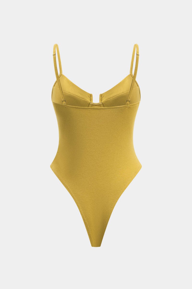 Bustier Slip Sleeveless Bodysuit - MISMIMCWTO2502060037-YELLOW-XS