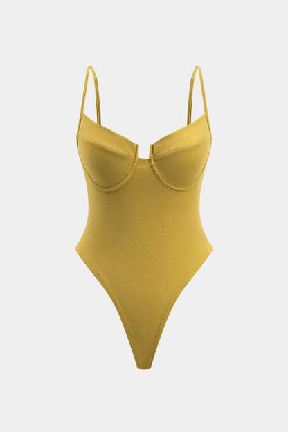 Bustier Slip Sleeveless Bodysuit - MISMIMCWTO2502060037-YELLOW-XS