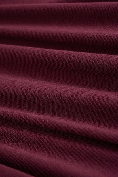 Button Asymmetrical Neck Long - Sleeve Top - MISMIMCWTL2508230026-BURGUNDY-S