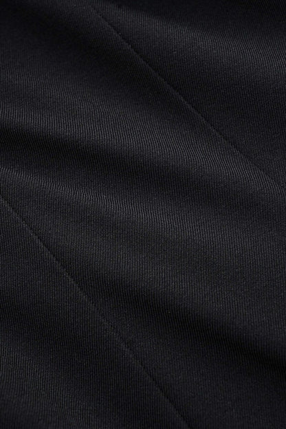 Button V - Neck Pocket Long Sleeve Mini Dress - MISMIMCWDC2412180142-BLACK-XS