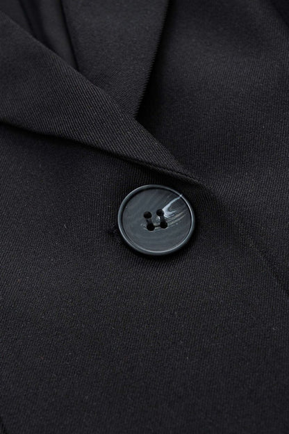 Button V - Neck Pocket Long Sleeve Mini Dress - MISMIMCWDC2412180142-BLACK-XS