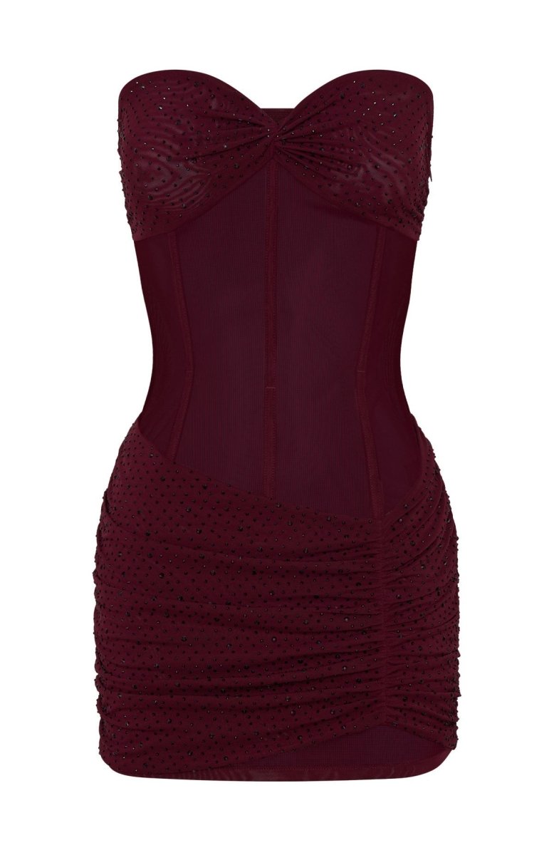 Can't Compare Embellished Mini Dress Burgundy - MISMIWFSD1170-2-XXS