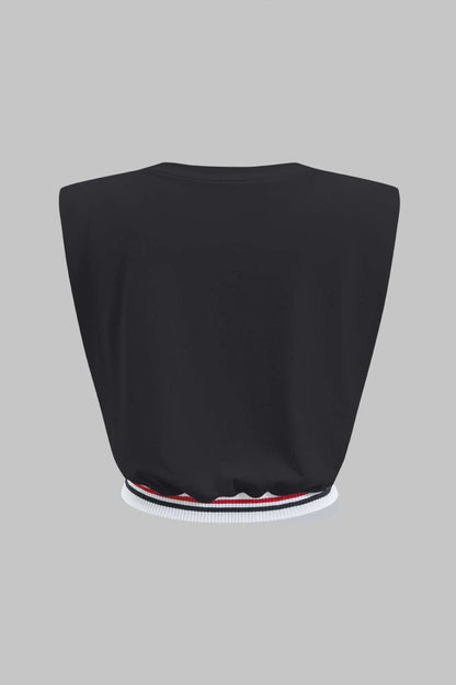 Car Letter Digital Pattern Print Loose Sleeveless T-Shirt - MISMIMCWTS2503100020-BLACK-XS