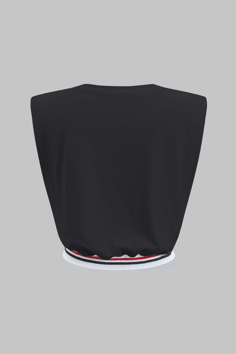 Car Letter Digital Pattern Print Loose Sleeveless T-Shirt - MISMIMCWTS2503100020-BLACK-XS