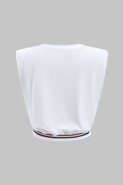 Car Letter Digital Pattern Print Loose Sleeveless T-Shirt - MISMIMCWTS2503100020-WHITE-XS