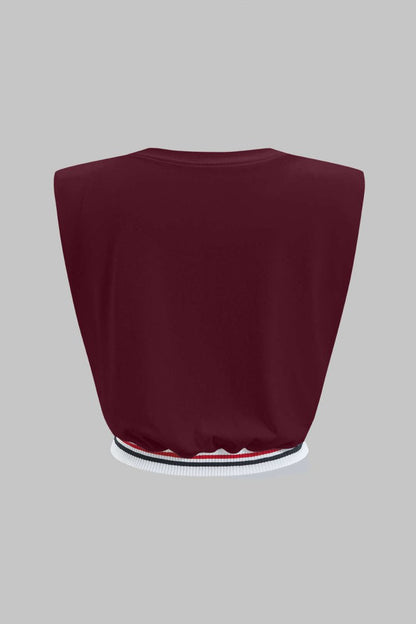 Car Letter Digital Pattern Print Loose Sleeveless T-Shirt - MISMIMCWTS2503100020-BURGUNDY-XS