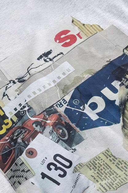 Car Letter Digital Pattern Print Loose Sleeveless T-Shirt - MISMIMCWTS2503100020-GRAY MELANGE-XS