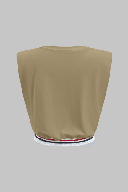 Car Letter Digital Pattern Print Loose Sleeveless T-Shirt - MISMIMCWTS2503100020-KHAKI-XS