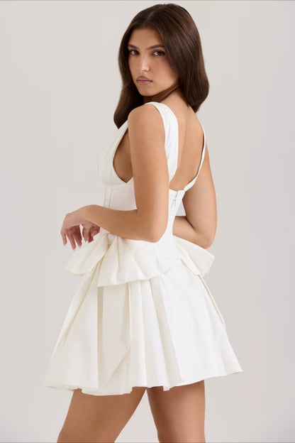 V-Neck Corset Puff Party Dress